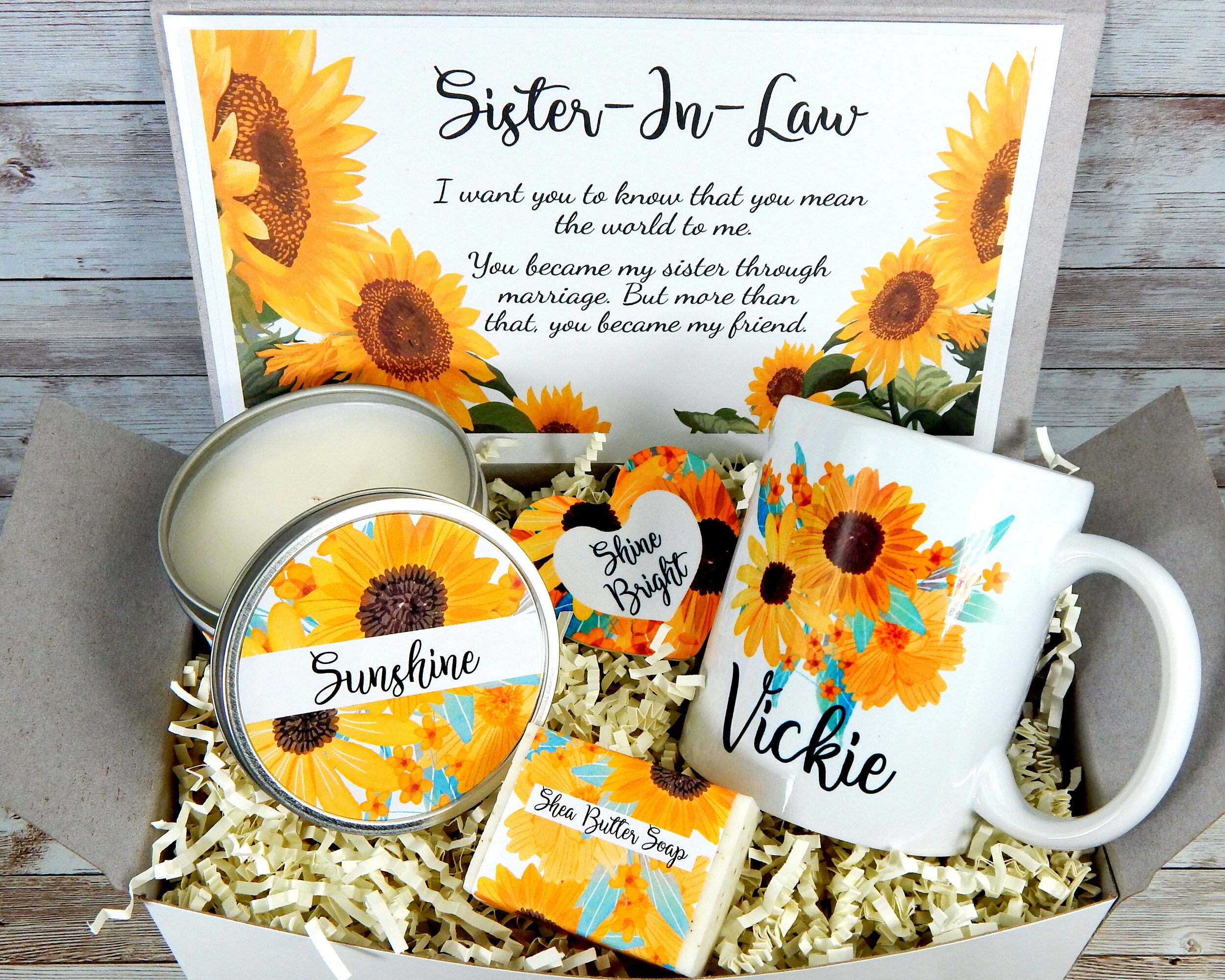 Sunflower Gift Basket for Sister in Law for Her Birthday Etsy
