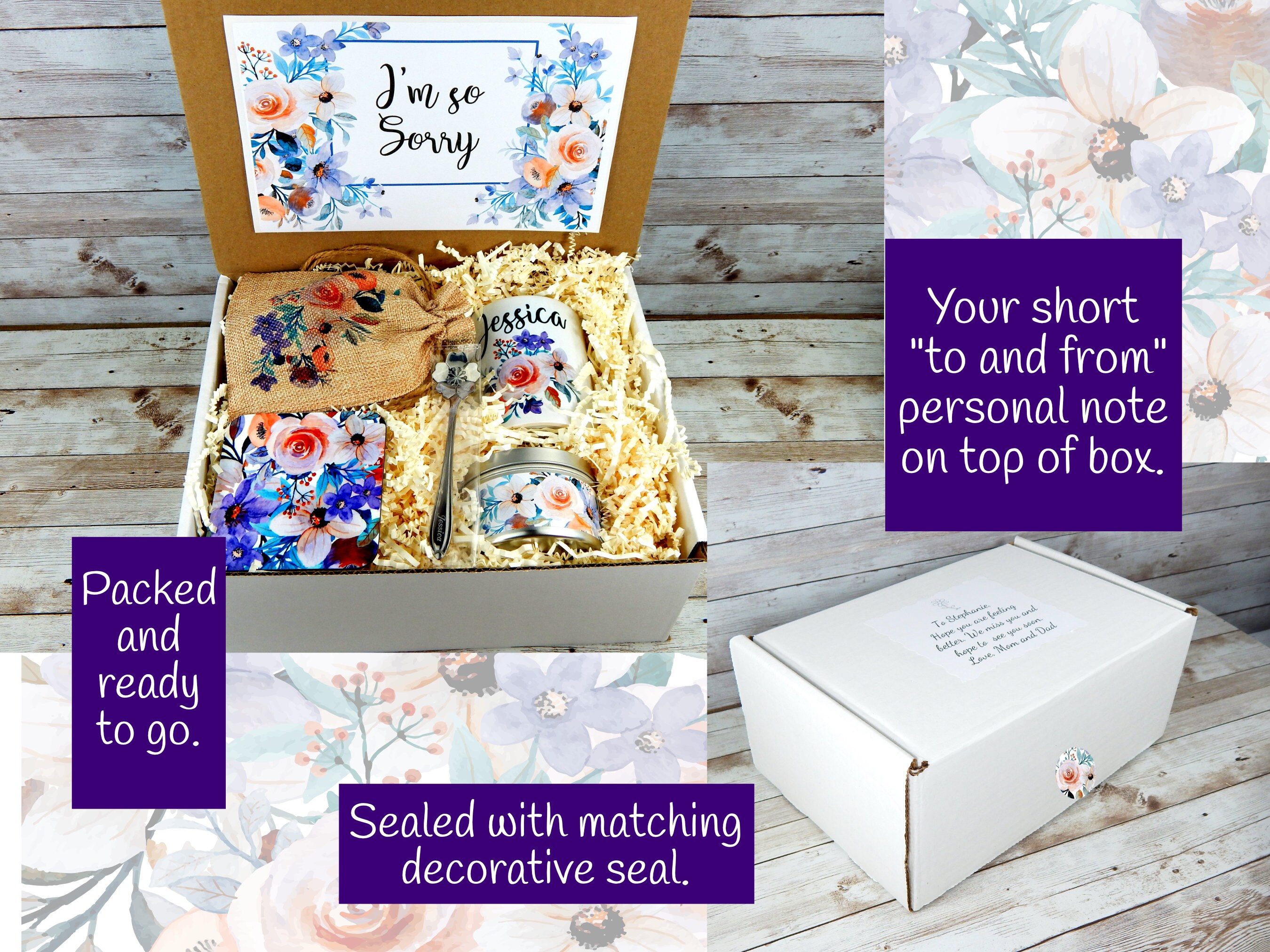 Apology Gift Basket With a Coffee Theme and Personalized Mug Etsy