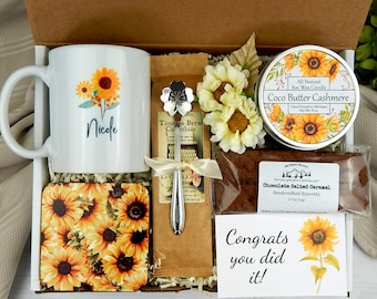 New Job Gift Basket - Promotion Gift Box - Congratulations Care Package For Her - Personalized Gift for New Job