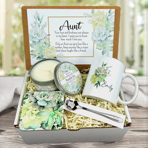 Personalized Gift for Aunt - Aunt Birthday Gift - Aunt Care Package - Present for Aunt Gift Basket with Coffee Mug and Candle