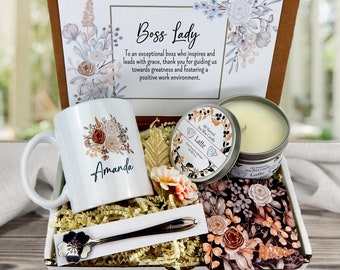 Personalized Boss Lady Gift Set: Mug, Candle & Spoon