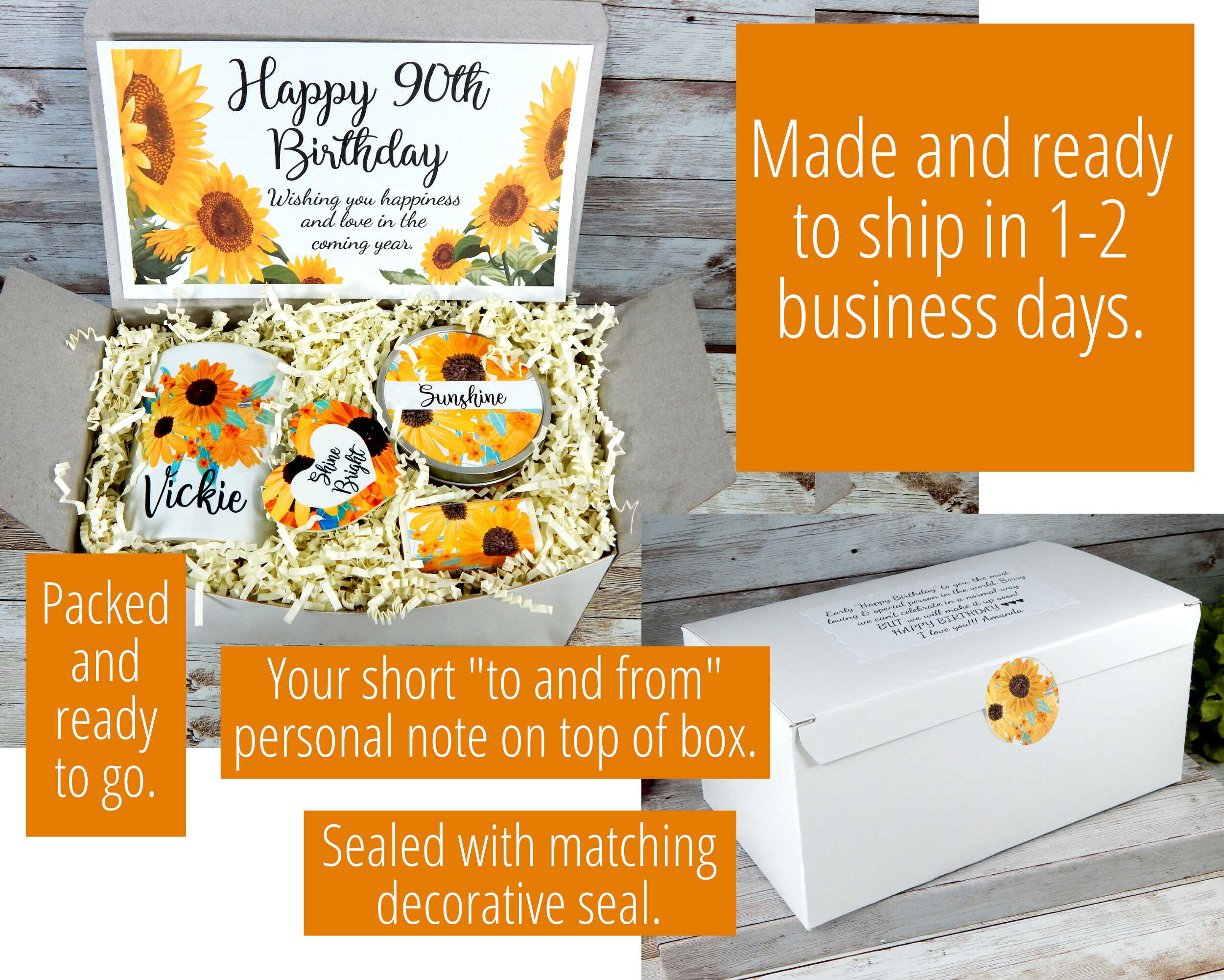 Sunflower Gift Basket for 90th Birthday With Coffee Mug Etsy