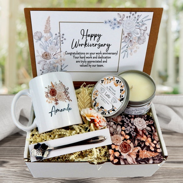 Workiversary Gift Basket for Women - Work Anniversary Gift for Employee Years of Service - Personalized, Recognition Celebration