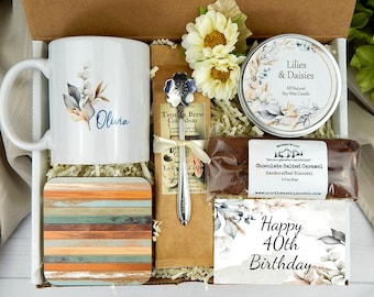 40th Birthday Gift Box: Personalized Mug, Soy Candle & Biscotti