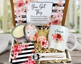 You Got This Gift Basket: Personalized Mug, Soy Candle, College Gift