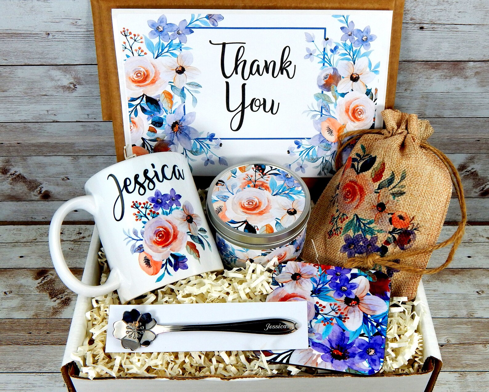 Coffee Themed Thank You Gift Basket With Personalized Coffee Etsy