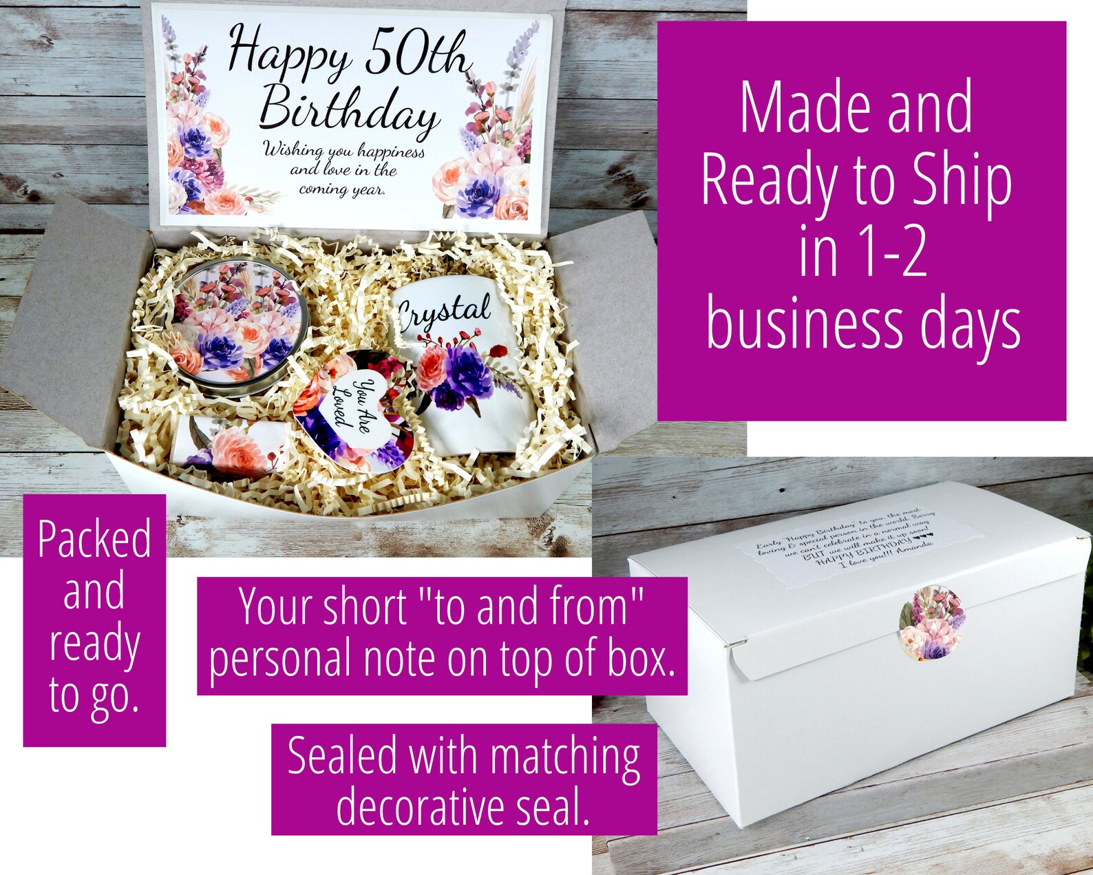 50th Birthday Gift Basket for Women Gift For Her 50th Etsy