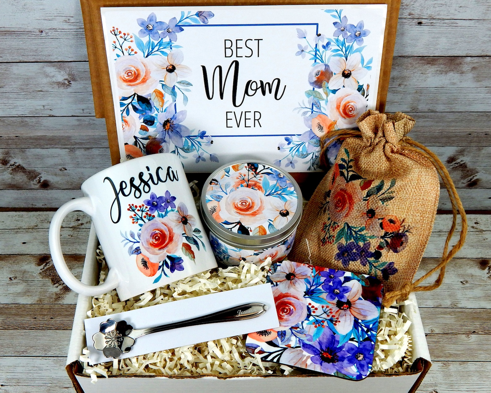 Coffee Theme Gift Basket for Mom With Personalized Coffee Mug Etsy