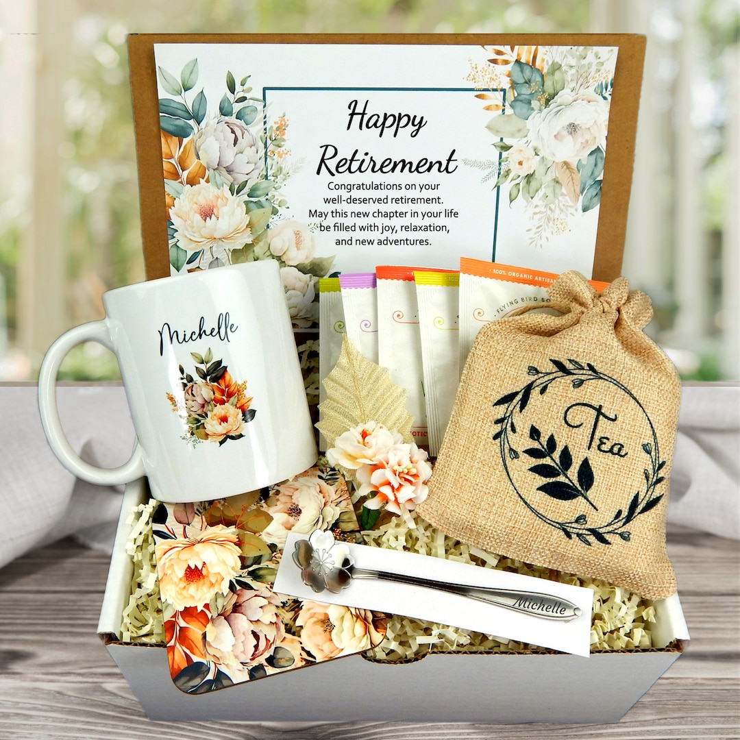 Retirement Gift Set - Tea Set, Custom Tea Cup, Gift Basket ...