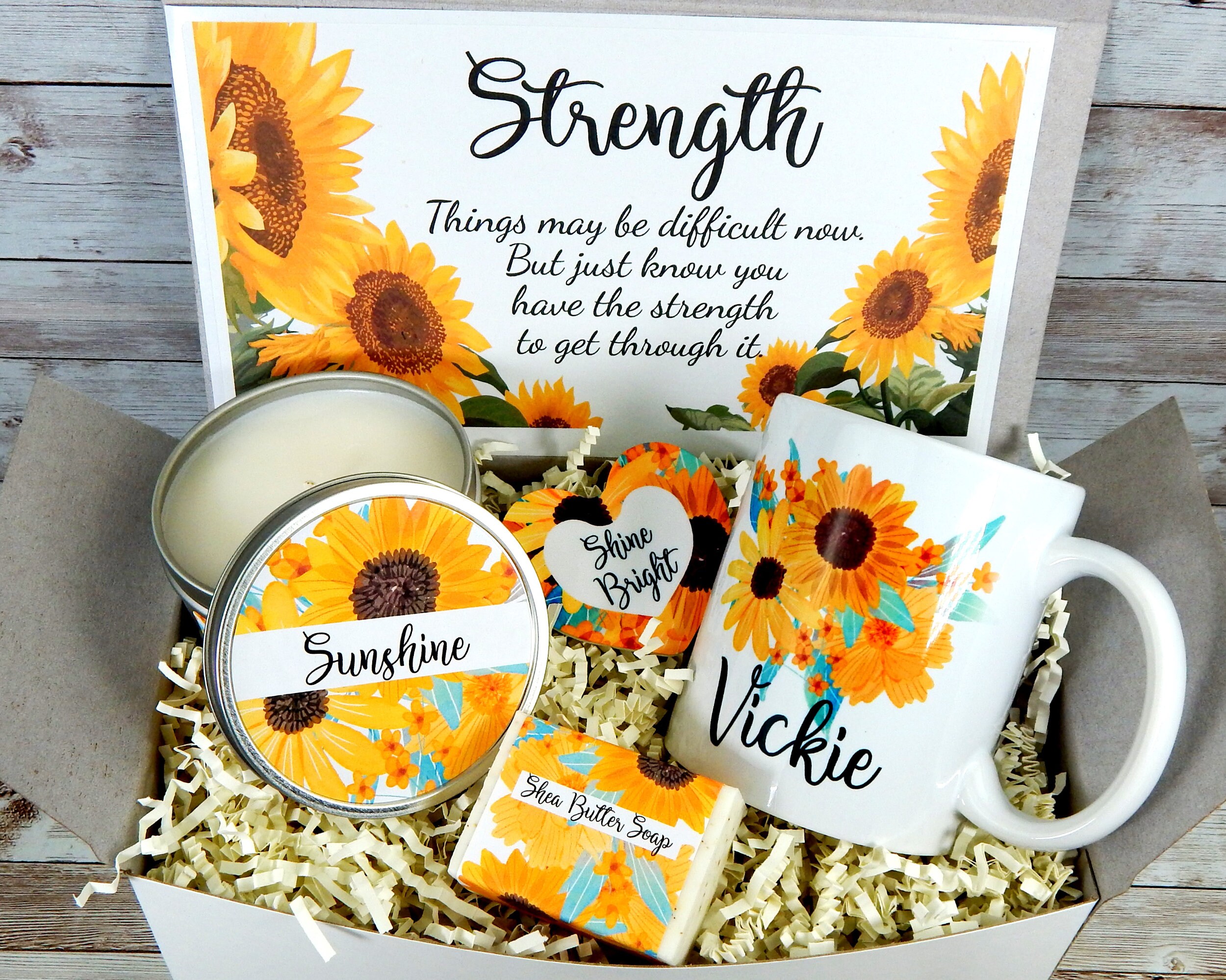 Sunflower Gift Basket for Encouragement and Strength Stay Etsy