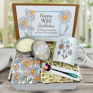 Personalized 90th Birthday Gifts - Birthday Gift Basket for 90th - Turning 90 Gift Set - 90th Birthday Gift Idea