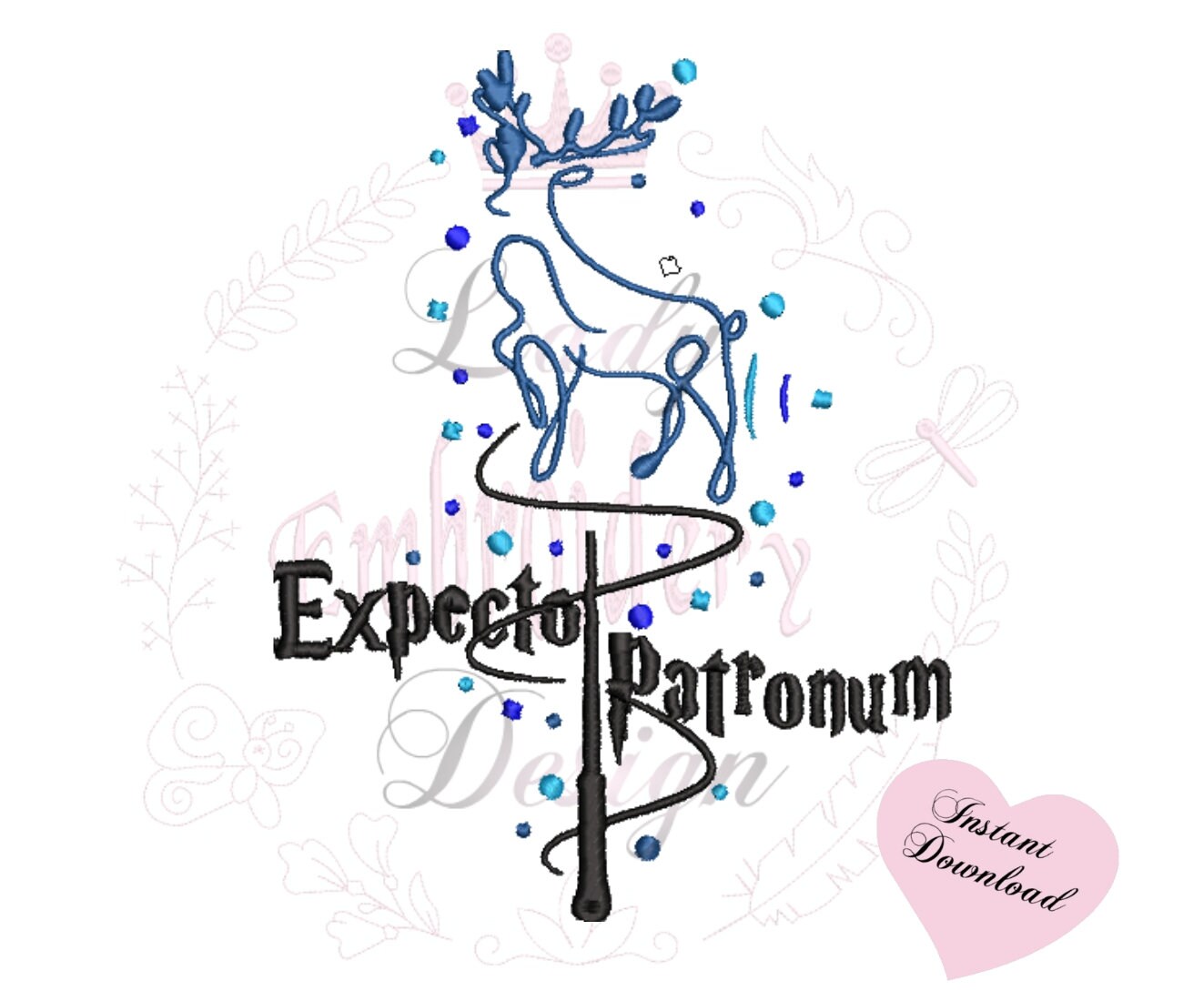 Harry Potter inspired embroidery -Expecto Patronum -Machine Embroider…