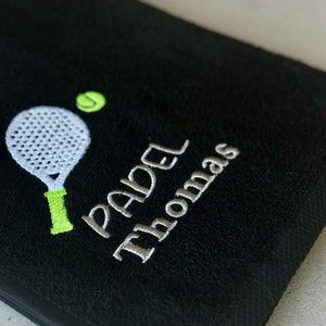 Custom Embroidered Towel with Personalized Name & Padel Racket Design - Unique Gift for Padel Enthusiasts, Perfect for Gym, Beach, or Sport
