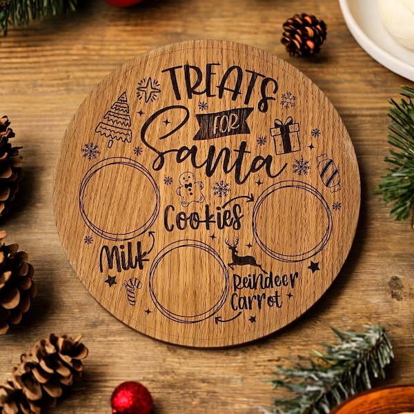 Personalized Oak Wooden Pallet for a Magical Christmas Night - Santa's Cookies, Milk, and Reindeer Treats Holder