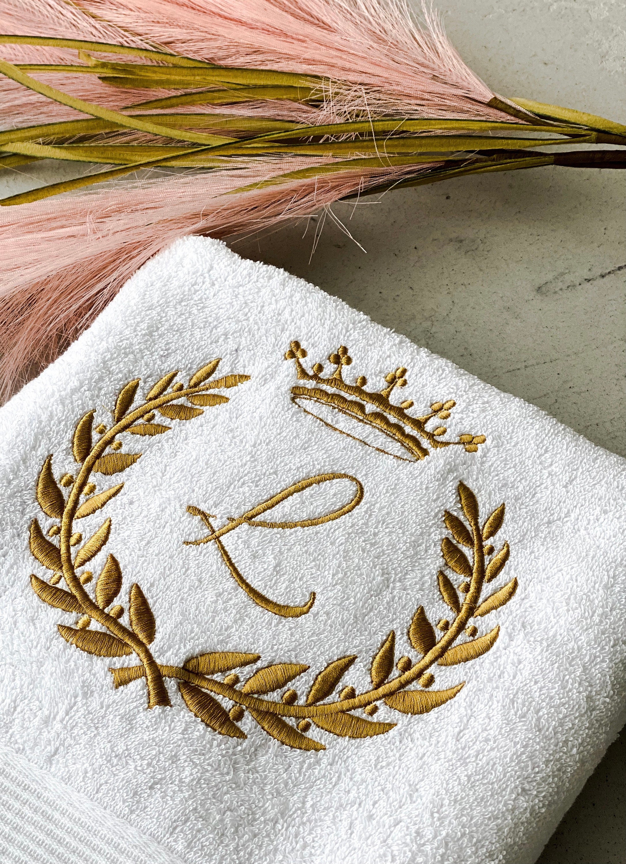 Gold Monogrammed White Towel Personalized Bath Towel for a Touch Luxury Custom Towel Terry Cotton Towels Etsy
