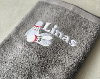 Toalla de bádminton personalizada, toalla deportiva con nombre personalizado, regalo para jugadores de bádminton