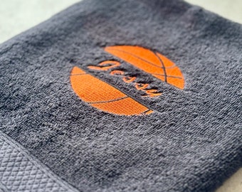 Personalized Basketball Embroidered Towel: Custom Name Sports Gift