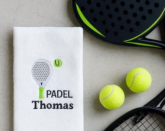 名入れ刺繍入りパデルタオル、カスタムネーム入りスポーツタオルギフト