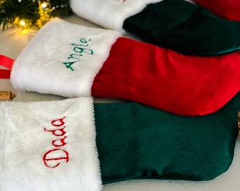 Set of 4 Christmas socks - 2 red socks - 2 green socks - Christmas stocking - Personalised stocking - fire place decor