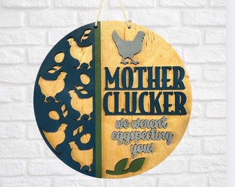 Mother Clucker Chicken Door Hanger Sign DIY Kit | Activity Sign | Multiple Sizes Available