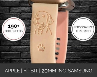 Custom Watch Band Any Dog Breed suitable for Apple® Watch | Samsung | Fitbit | 20mm Generic | Silicone Engrave Gift Strap Accessory