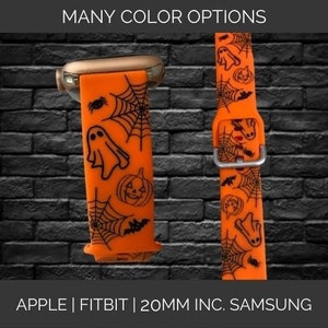 Halloween Pumpkin Spooky themed watchband compatible with Apple® Watch | Samsung 20mm | FitBit and other 20mm Watchbands