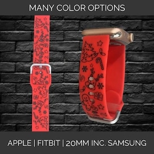 Christmas Reindeer and Gingerbread  Themed Watchband compatible with Apple® Watch | Samsung 20mm | FitBit and other 20mm Watchbands