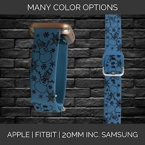 Snowman Snowflake Winter Themed Watchband compatible with Apple® Watch | Samsung 20mm | FitBit and other 20mm Watchbands