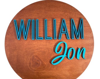 Custom Name Sign for Nursery Bedroom | 10" to 24" Diameter | Wood Round Sign | Nursery Wall Art