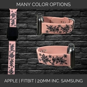 Lilies Watchband | Custom Silicone Watch Band for Apple® Watch Samsung and 20mm Watchbands and Fitbit Versa 1 and 2