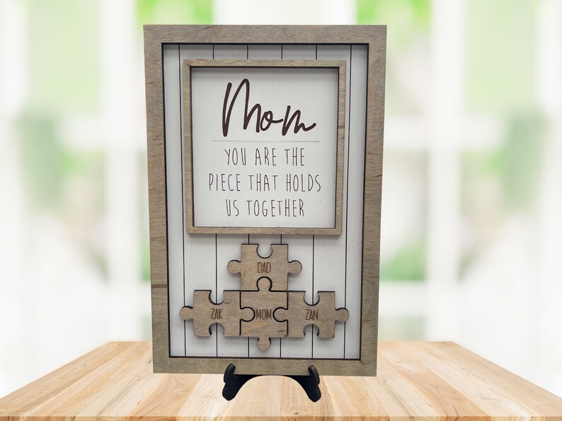 Mom Puzzle Sign Mothers Day Gift 2024 You Are The Piece That Holds Us Together Personalized Custom Gift Perfect Mom Mum Mommy Grandma image 1