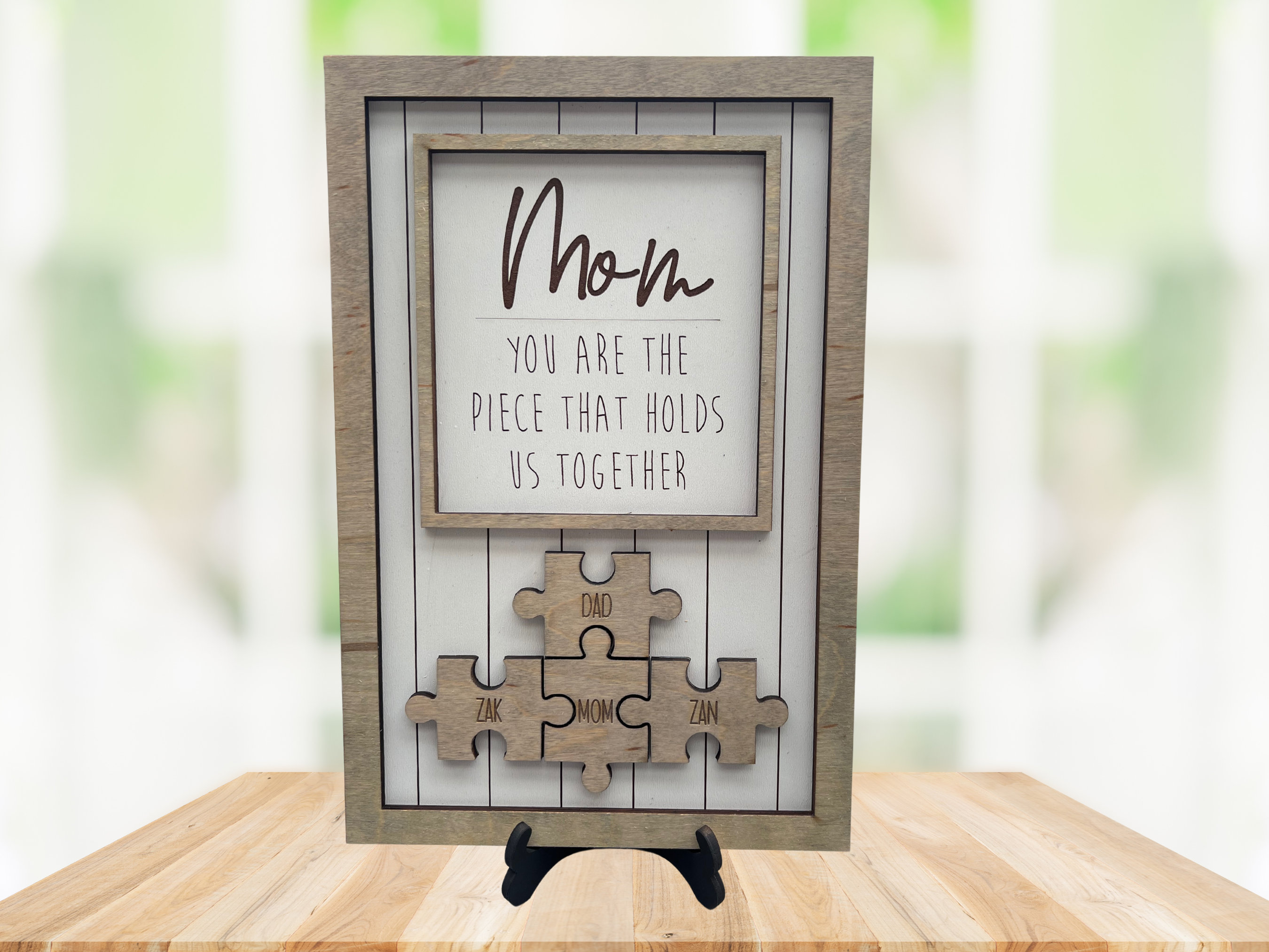 JONZIN Puzzle en Bois Personnalisé en Forme de Lapin 2-7 Noms, Cadeau Paques, Cadeau de Fête des Mères pour Maman Grand-Mère, Lapin de Pâques Décoration (Lapin