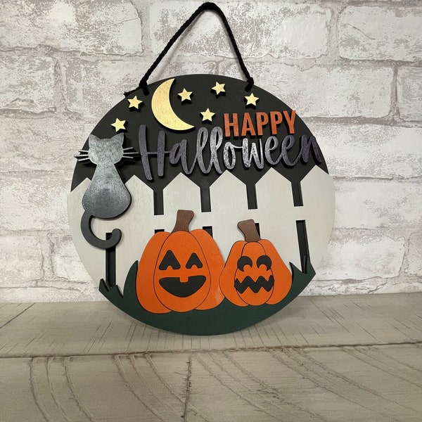 Happy Halloween Hanging Sign | Home Decor | Multiple Sizes Available | Completed Sign and DIY Kit Options