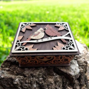 Handcrafted Wooden Memorial Keepsake Box with Cardinal Lid
