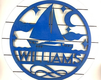 Personalized Sailboat Image Sign Home Decor | Family | Name Sign | Wood Sign | New Home Gift