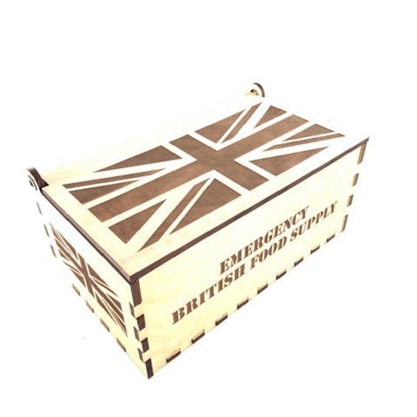 UK Emergency Food Supply Container for Brits, Scots or Welsh, Gift for Friends, Family and expats living abroad