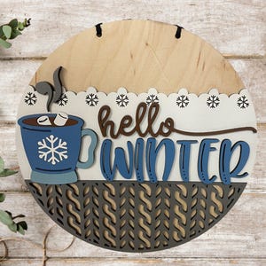 Hello Winter Hanging Sign | Home Decor | Multiple Sizes Available | Completed Sign and DIY Kit Options