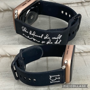 She Believed She Could So She Did Watchband Half/Marathon Run compatible with Apple® Watch | Samsung 20mm | FitBit and other 20mm Watchbands