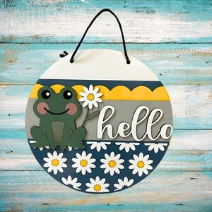 Spring Frog Door Hanger Sign | Seasonal Home Decor | Multiple Sizes Available | Completed Sign