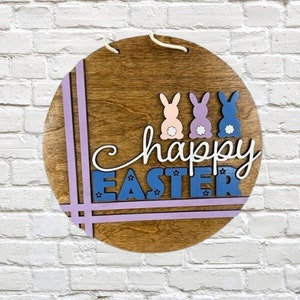 Happy Easter Bunny Sign | Home Decor | Multiple Sizes Available | Completed Sign and DIY Kit Options