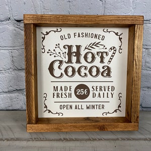 Old Fashioned Hot Cocoa Sign Farmhouse Decor Holiday Signs image 1