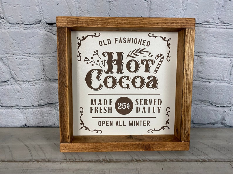 Old Fashioned Hot Cocoa Sign Farmhouse Decor Holiday Signs image 1