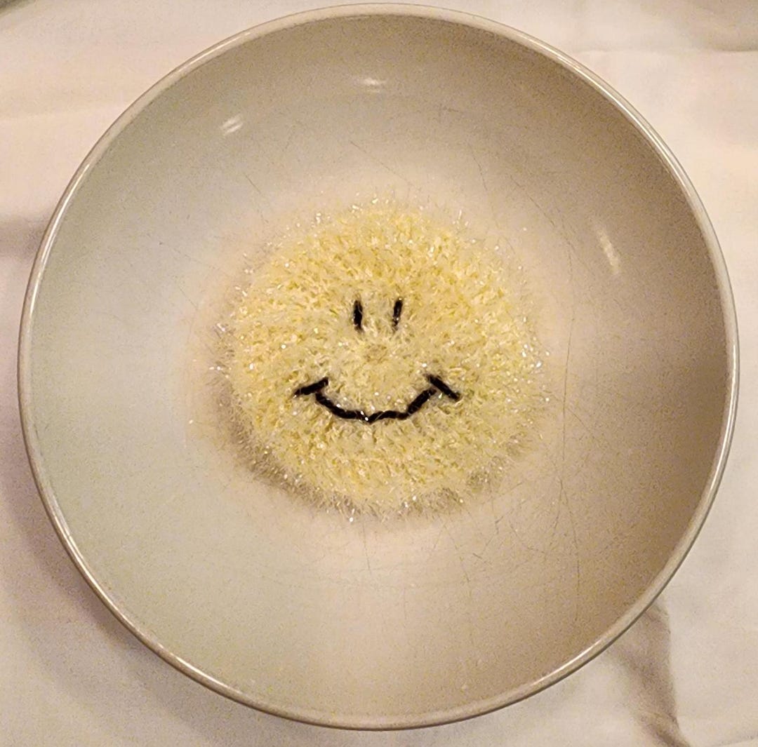 Smiley Yellow Handmade Scrubby - Brighten Your Cleaning Routine - Etsy