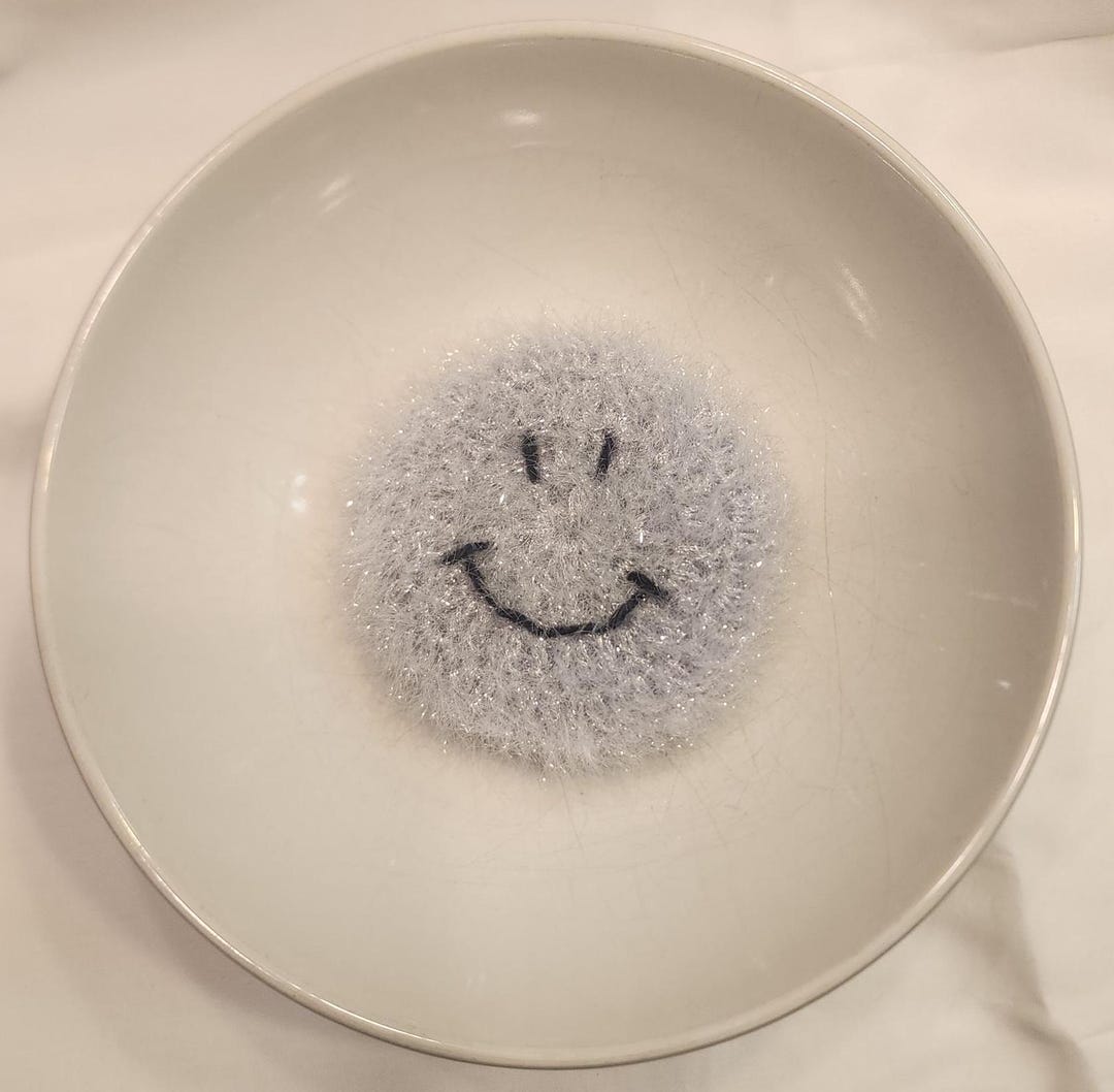Smiley Silver Handmade Scrubby - Brighten Your Cleaning Routine - Etsy