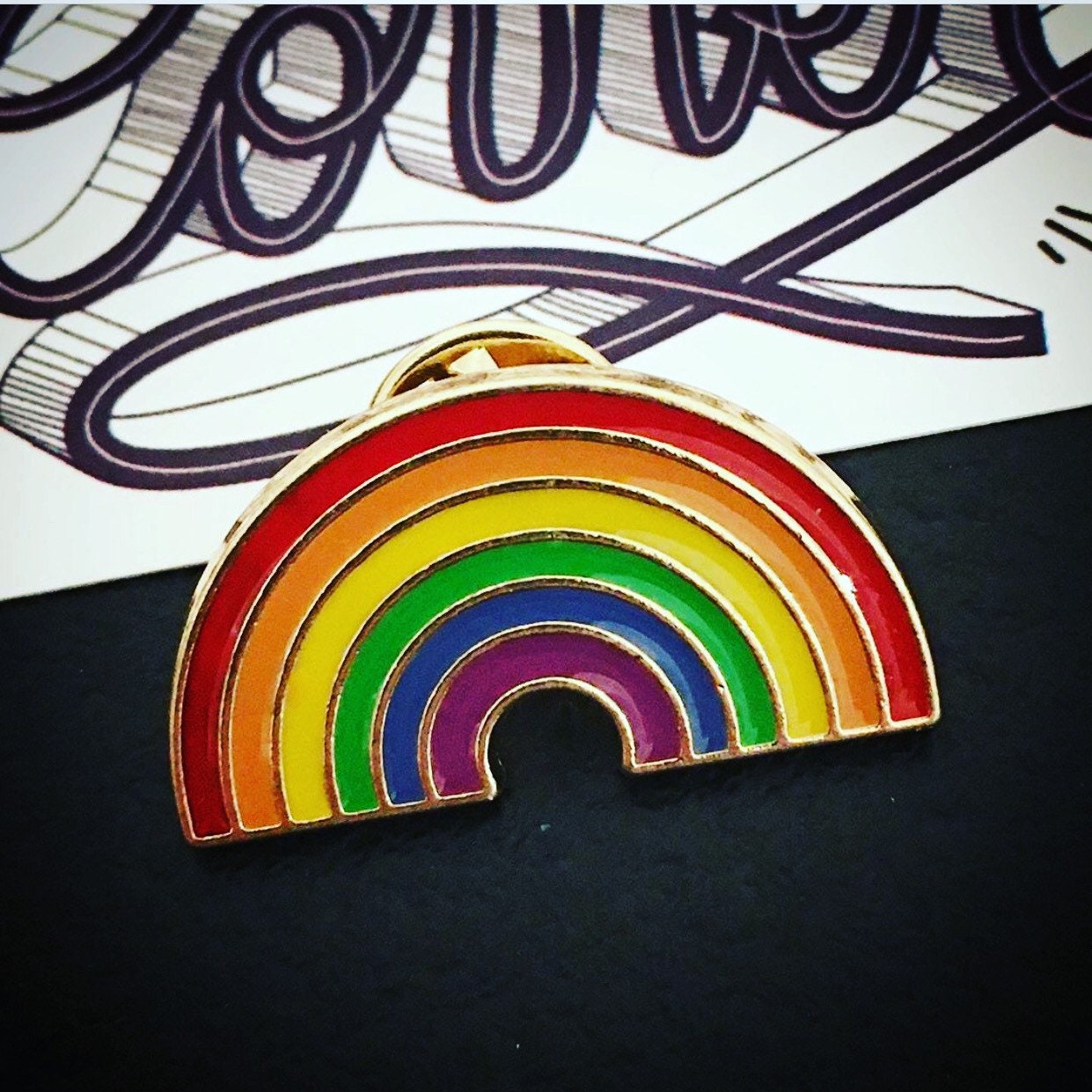 Rainbow Enamel Pin badge Rainbow Pin Badge Hard Enamel Pin | Etsy
