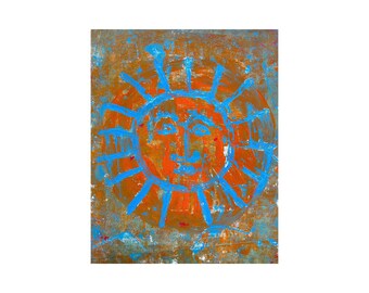Sun God - 2023 - Acrylic Print Pulled From a Gelli Plate - Edition 1/1 - Summer 2023 Collection - Original Artwork - By Kat Evans