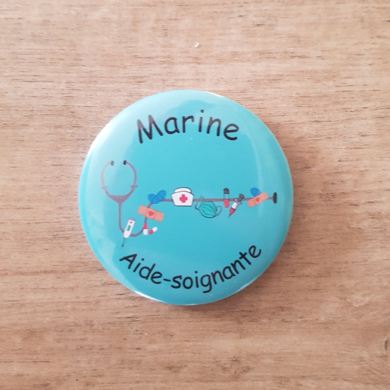 Badge infirmière,Badge aide-soignante, personnalisé 56mm ,Badge médical personnalisable Mod 357