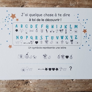 Carte symbole à décoder pour découvrir le message Parrain