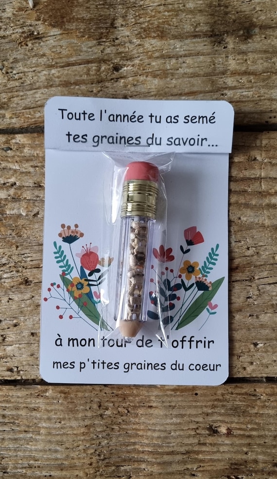 Carte crayon graines maîtresse, ATSEM..