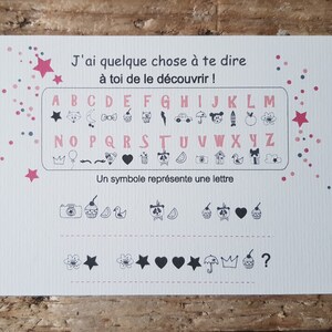 Carte symbole à décoder pour découvrir le message Marrain